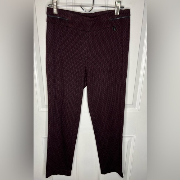 Anne Klein Burgundy & Black Stretchy Ankle Pants Women's NWT - Picture 7 of 9
